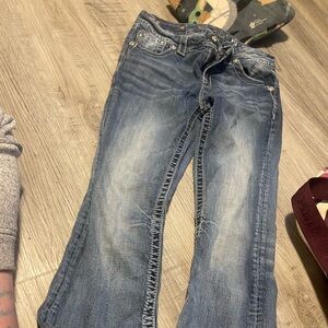 Miss Me Blue Boot Cut Jeans with Classic Stitching
